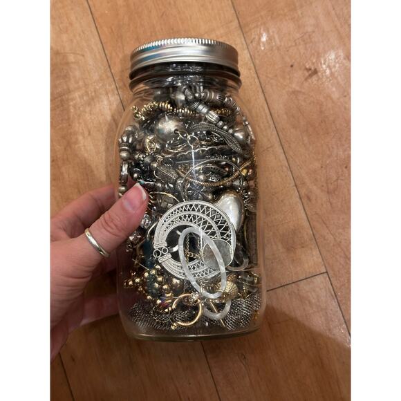 Mystery Jewelry Jar - Mixed Metals Silver Gold 55 Pieces - Picture 2 of 13